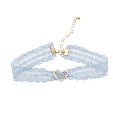 Blue Lace Velvet Choker Necklace