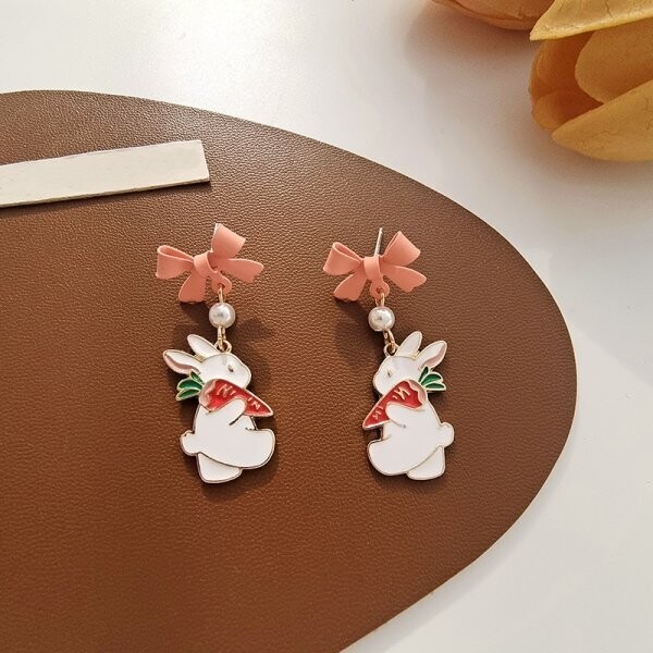 Kawaii Cat with Bow Dangle Earrings
