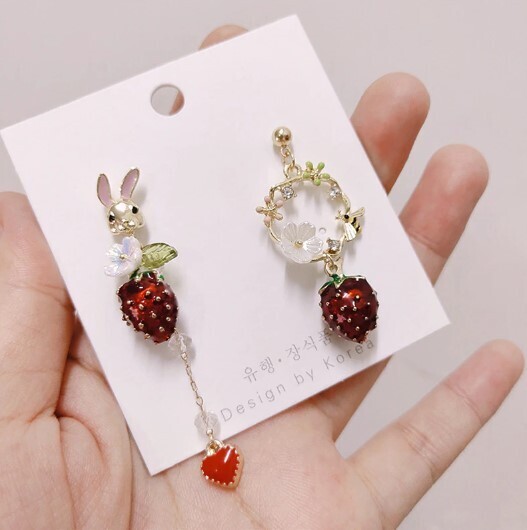 Korean Style Flower Bunny Earrings
