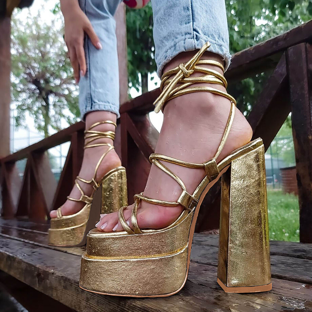 Lace up Platform High-heels Sandals