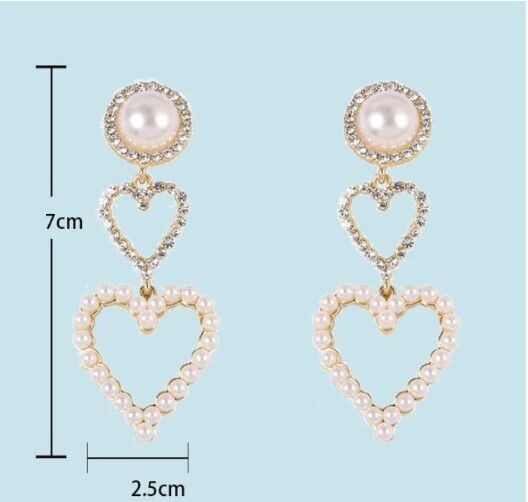 Gold and Silver Pearl Rhinestone Dangle Earrings