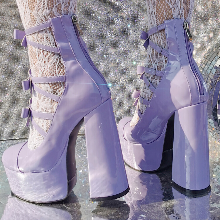 Thick Bottom Heels Lace up Platform Shoes