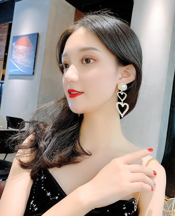 Gold and Silver Pearl Rhinestone Dangle Earrings