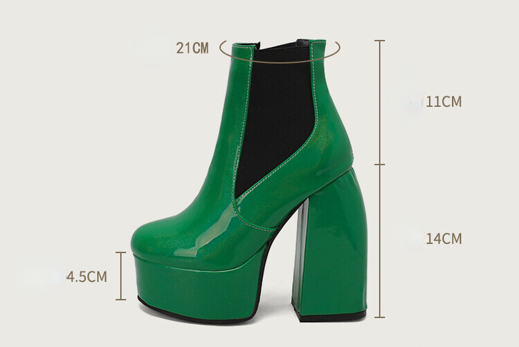 Candy Color Leather High Heels Ankle Boots