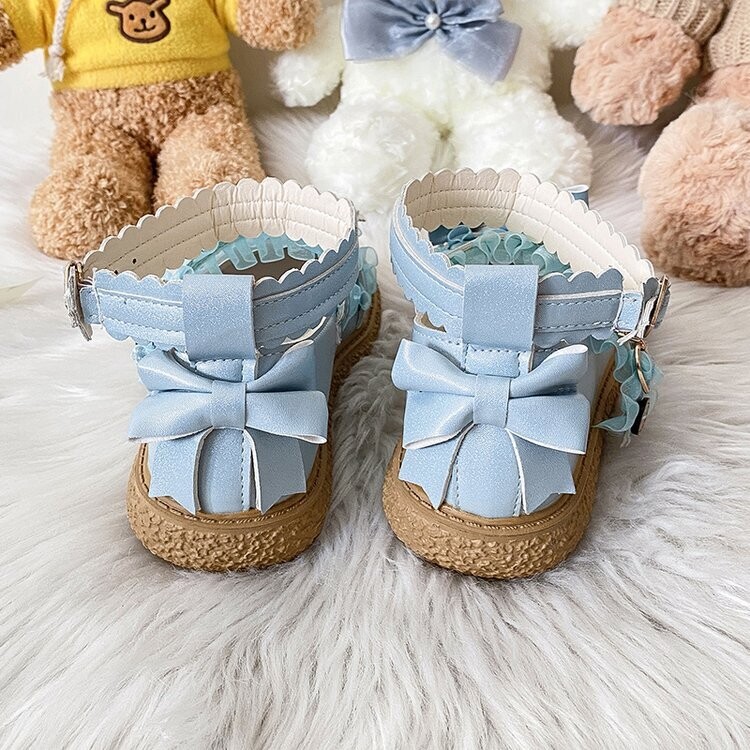 Cute JK Cute JK Leather Platform Shoes with Bow