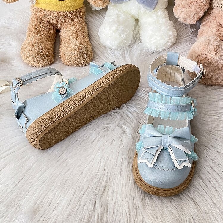 Cute JK Cute JK Leather Platform Shoes with Bow