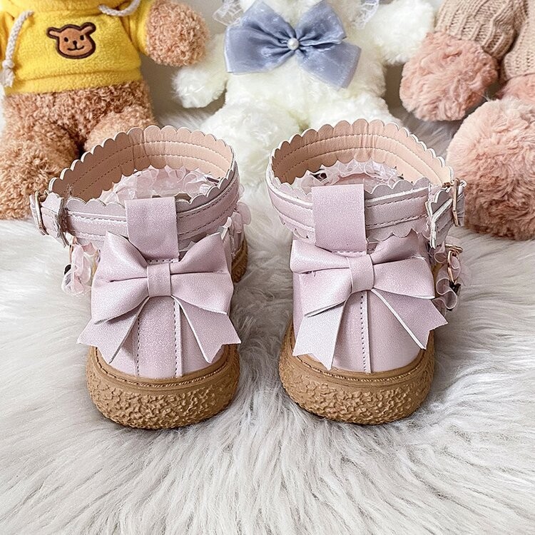 Cute JK Cute JK Leather Platform Shoes with Bow