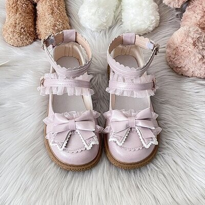 Cute JK Cute JK Leather Platform Shoes with Bow