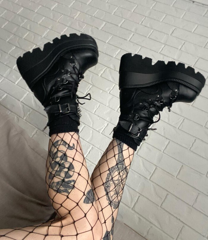 Gothic Punk Lace Up Platform Ankle Boots