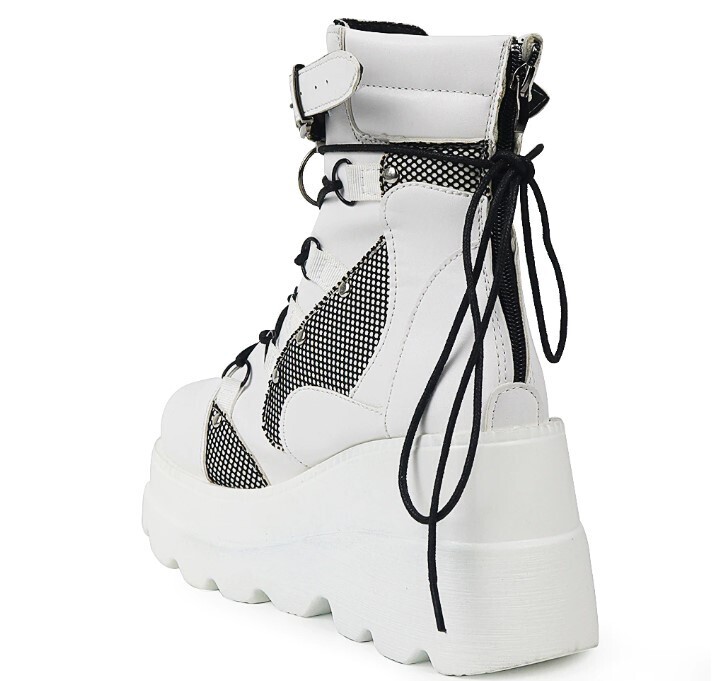 Gothic Punk Lace Up Platform Ankle Boots