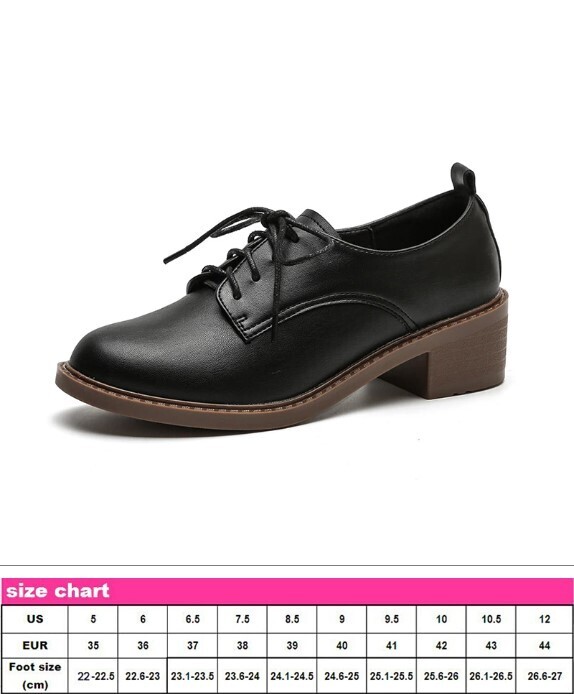 Elegant Black and Beige Medium Heel Women Oxford Shoes