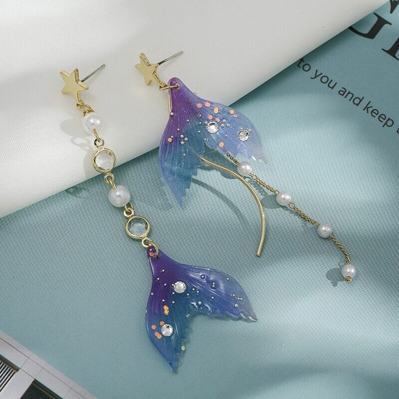 Beautiful Mermaid Tail Tassel Earrings
