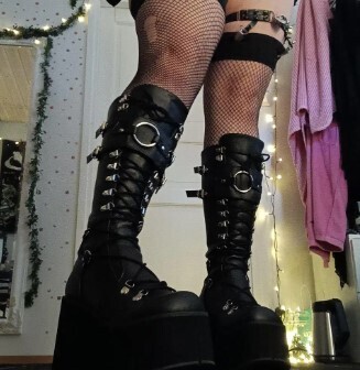 Black Gothic Punk Lace up Boots