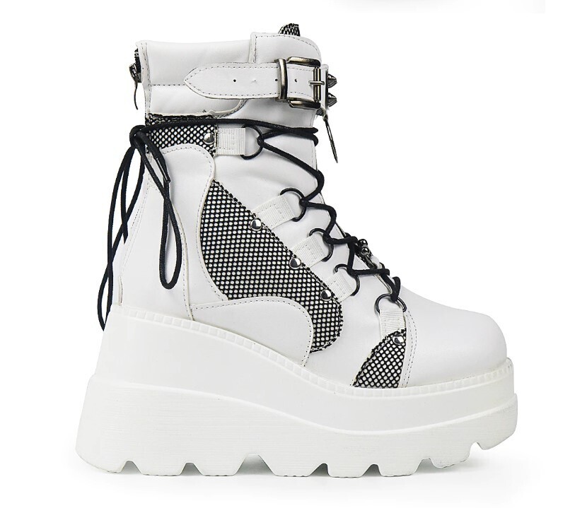 Gothic Punk Lace Up Platform Ankle Boots