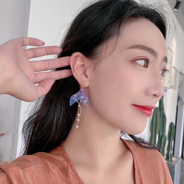 Beautiful Mermaid Tail Tassel Earrings