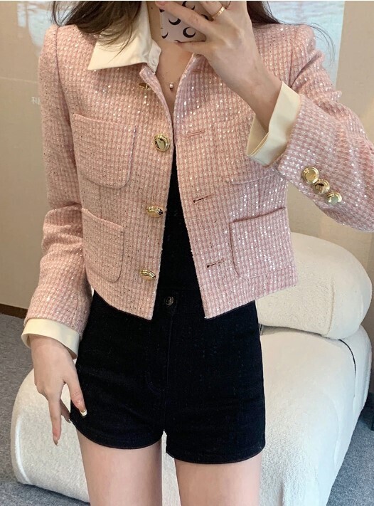 Gorgeous Tweed Double Breasted Jacket Coat