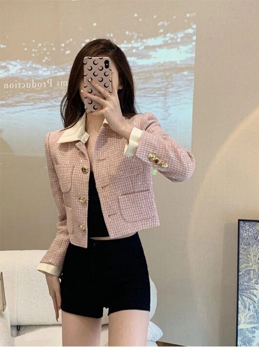 Gorgeous Tweed Double Breasted Jacket Coat
