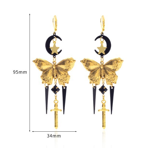 Beautiful Crescent Moon Butterfly Earrings