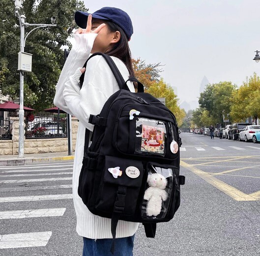 Cute Waterproof Multi-Pocket Nylon School Backpack