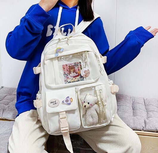 Cute Waterproof Multi-Pocket Nylon School Backpack