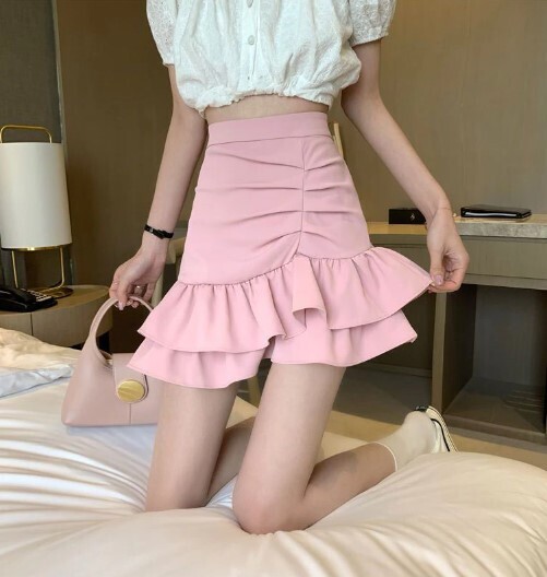 Cute Irregular Hem Ruffled Skirts