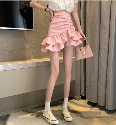 Cute Irregular Hem Ruffled Skirts