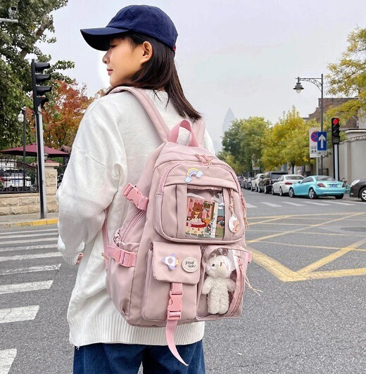 Cute Waterproof Multi-Pocket Nylon School Backpack