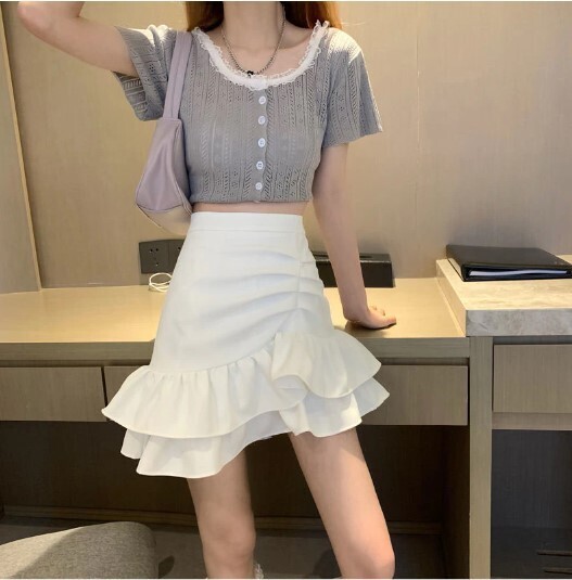 Cute Irregular Hem Ruffled Skirts