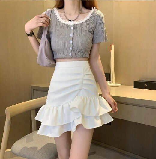 Cute Irregular Hem Ruffled Skirts