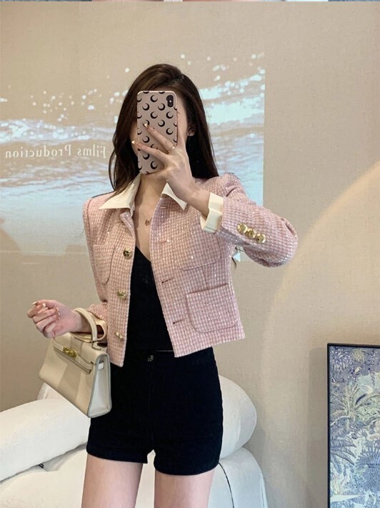 Gorgeous Tweed Double Breasted Jacket Coat