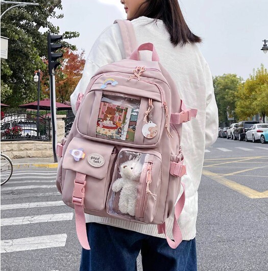 Cute Waterproof Multi-Pocket Nylon School Backpack