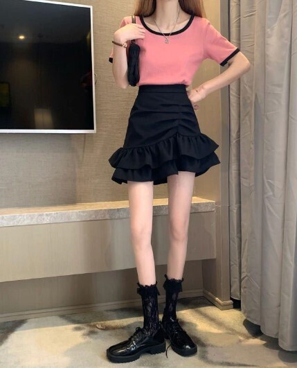 Cute Irregular Hem Ruffled Skirts
