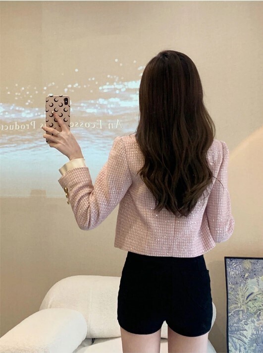 Gorgeous Tweed Double Breasted Jacket Coat