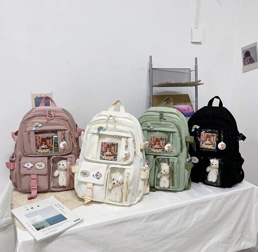 Cute Waterproof Multi-Pocket Nylon School Backpack