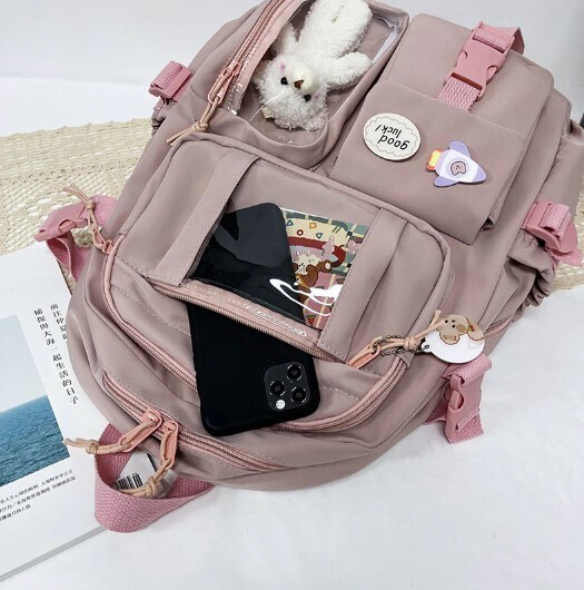 Cute Waterproof Multi-Pocket Nylon School Backpack