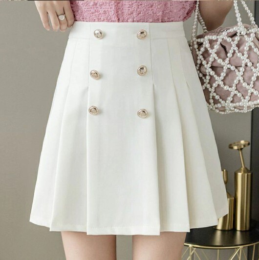 Preppy Style Korean Chic Button Pleated Skirts