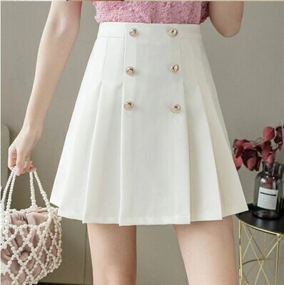 Preppy Style Korean Chic Button Pleated Skirts