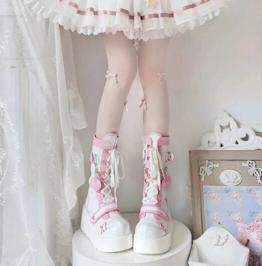 Luxury Gothic Kawaii Lace up Platform Boots