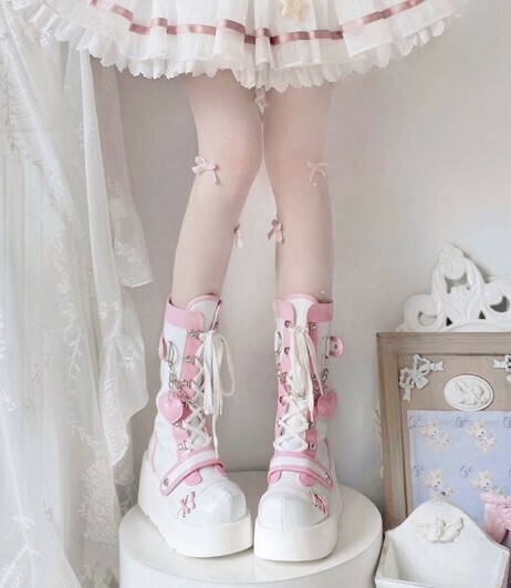 Luxury Gothic Kawaii Lace up Platform Boots