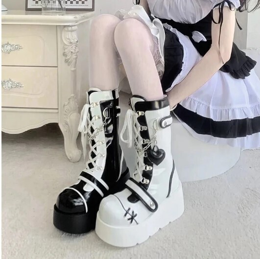 Luxury Gothic Kawaii Lace up Platform Boots