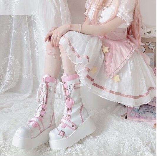 Luxury Gothic Kawaii Lace up Platform Boots