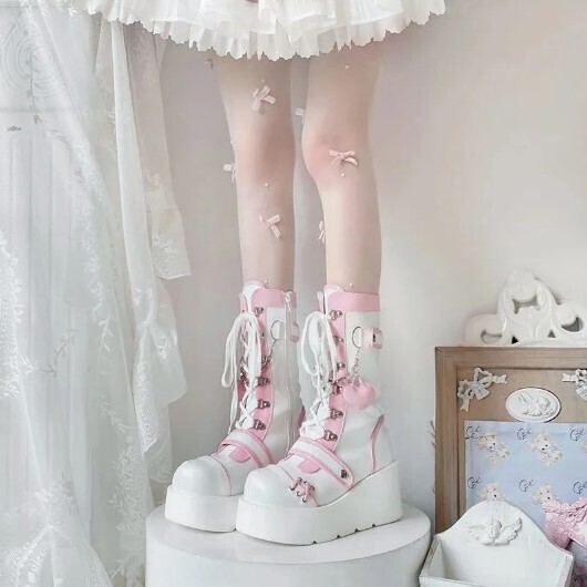 Luxury Gothic Kawaii Lace up Platform Boots