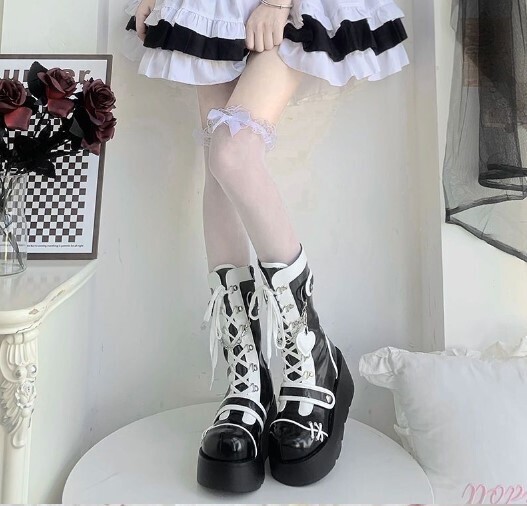 Luxury Gothic Kawaii Lace up Platform Boots