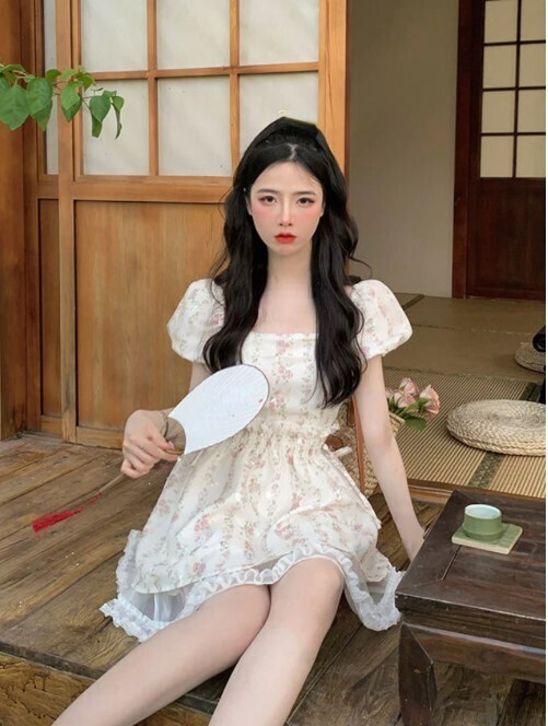 Summer French Elegant Vintage Mini Dress