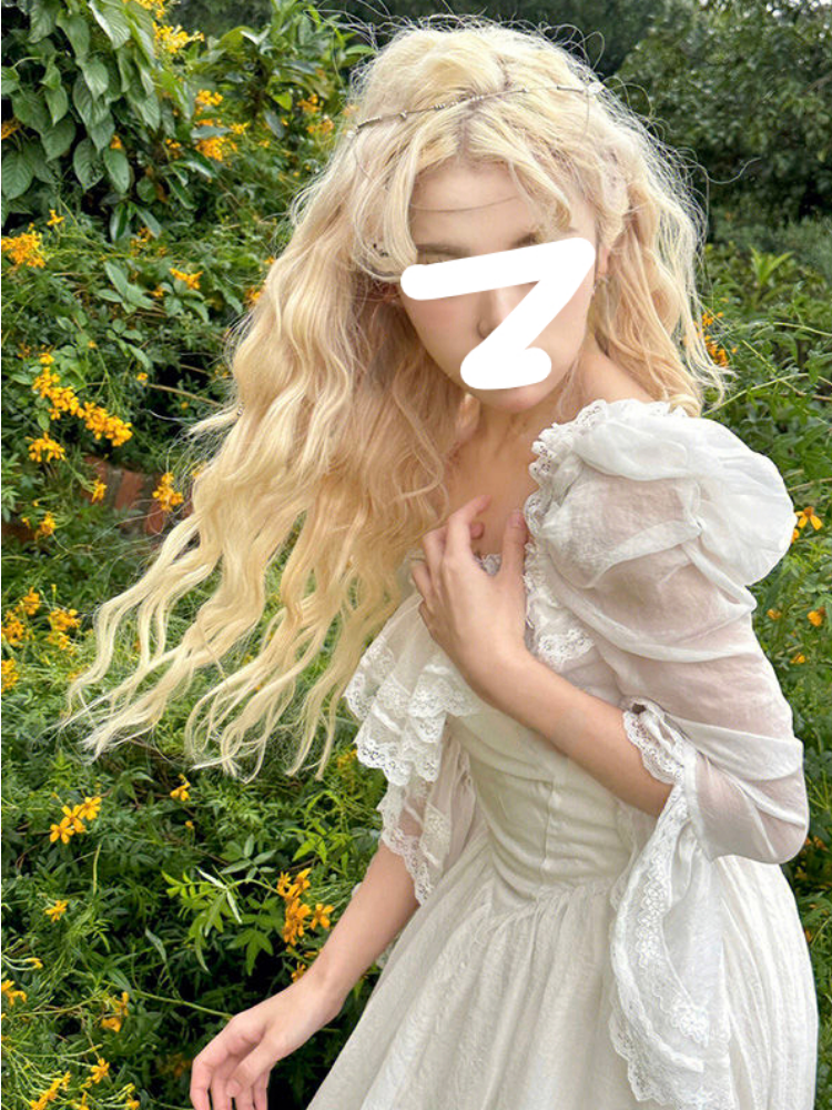 French Style Vintage White Elegant Lace Midi Dress