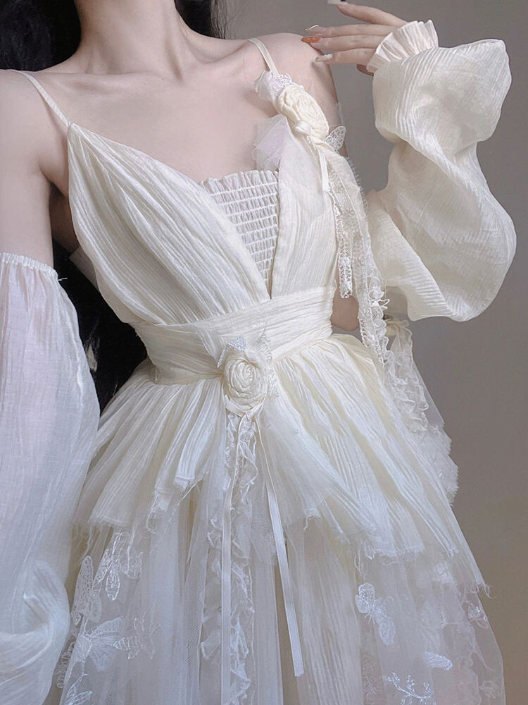 French Vintage Summer Lace Dreamy Dress