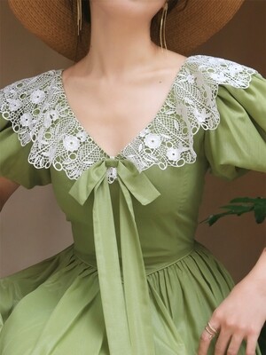 Green Puff Sleeve Elegant Evening Party Dress