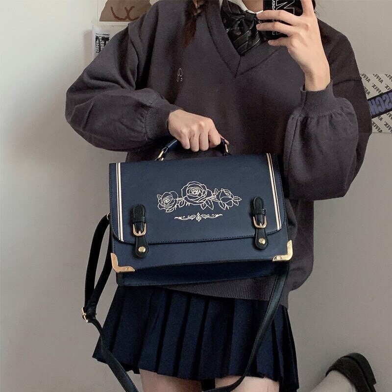 Leather Vintage Jk Uniform Anime Harajuku Student Bag