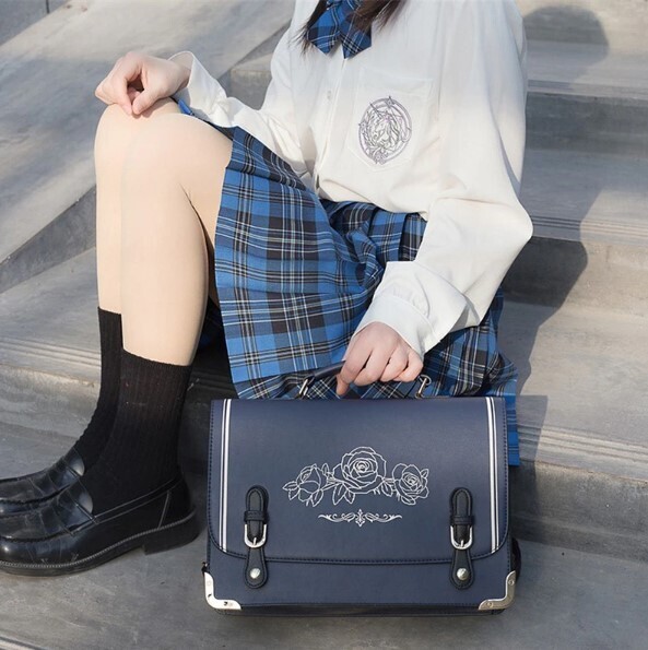 Leather Vintage Jk Uniform Anime Harajuku Student Bag