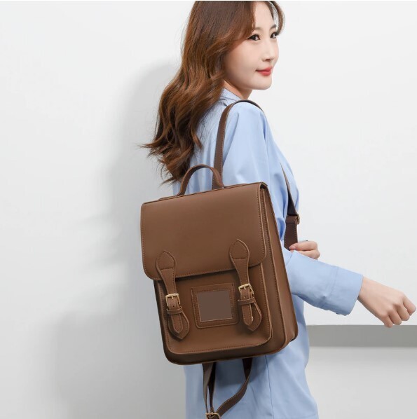 Preppy Vintage Style PU Leather Backpacks